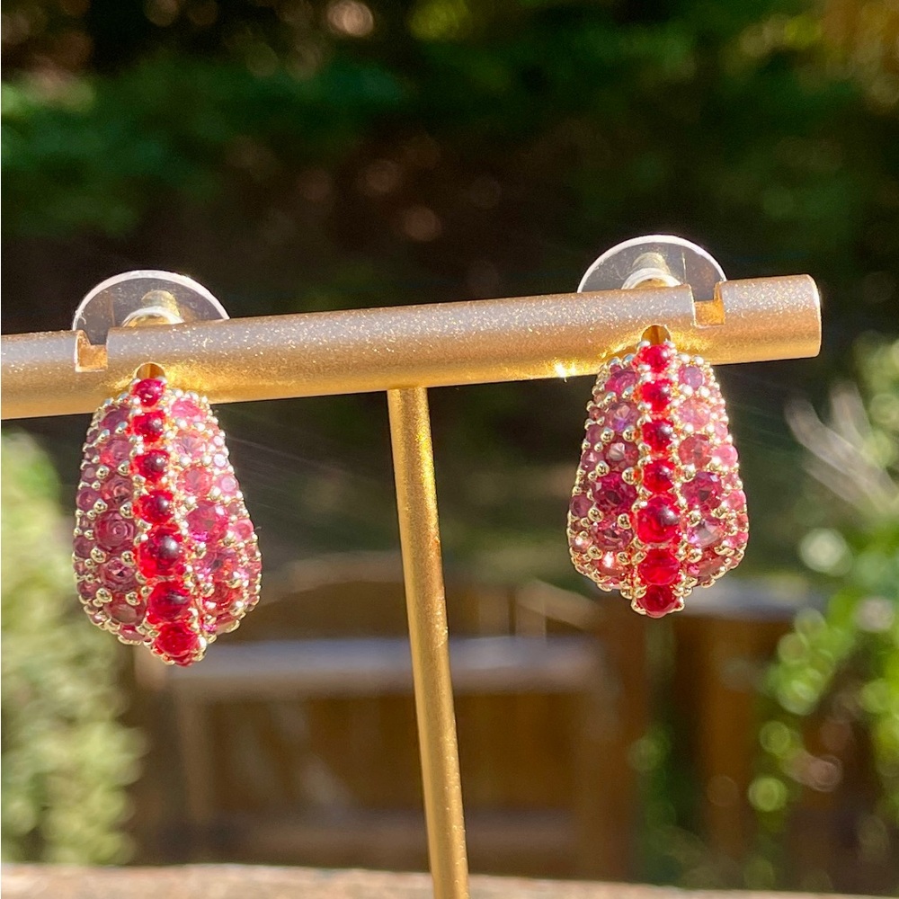 NWT Kendra Scott Krista Gold Hoop Earrings in Red Mix. Charming 🥰 - Picture 3 of 6